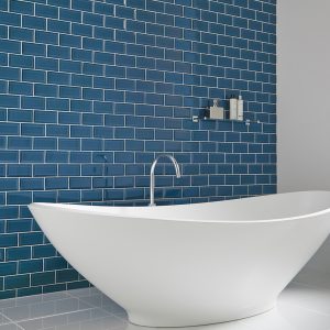 Azulejo Biselado Crackeldado para Baños Metro 7,5x15 Azul